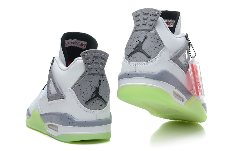 Air Jordan 4 Men Shoes Gray/White/Palegreen Online